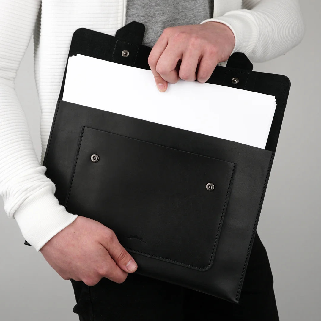 Folder Document Case –Black Genuine Calf Leather